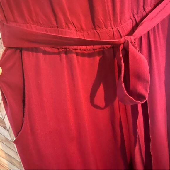 Shosho Strapless Pant Suit Wide Legs Tied &‎ Elastic Waist Maroon Women's Large - Picture 5 of 7